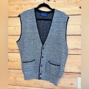 Vintage Brics Men’s XL Black Grey Knit Vest Retro 90s Prep Academia Country Club